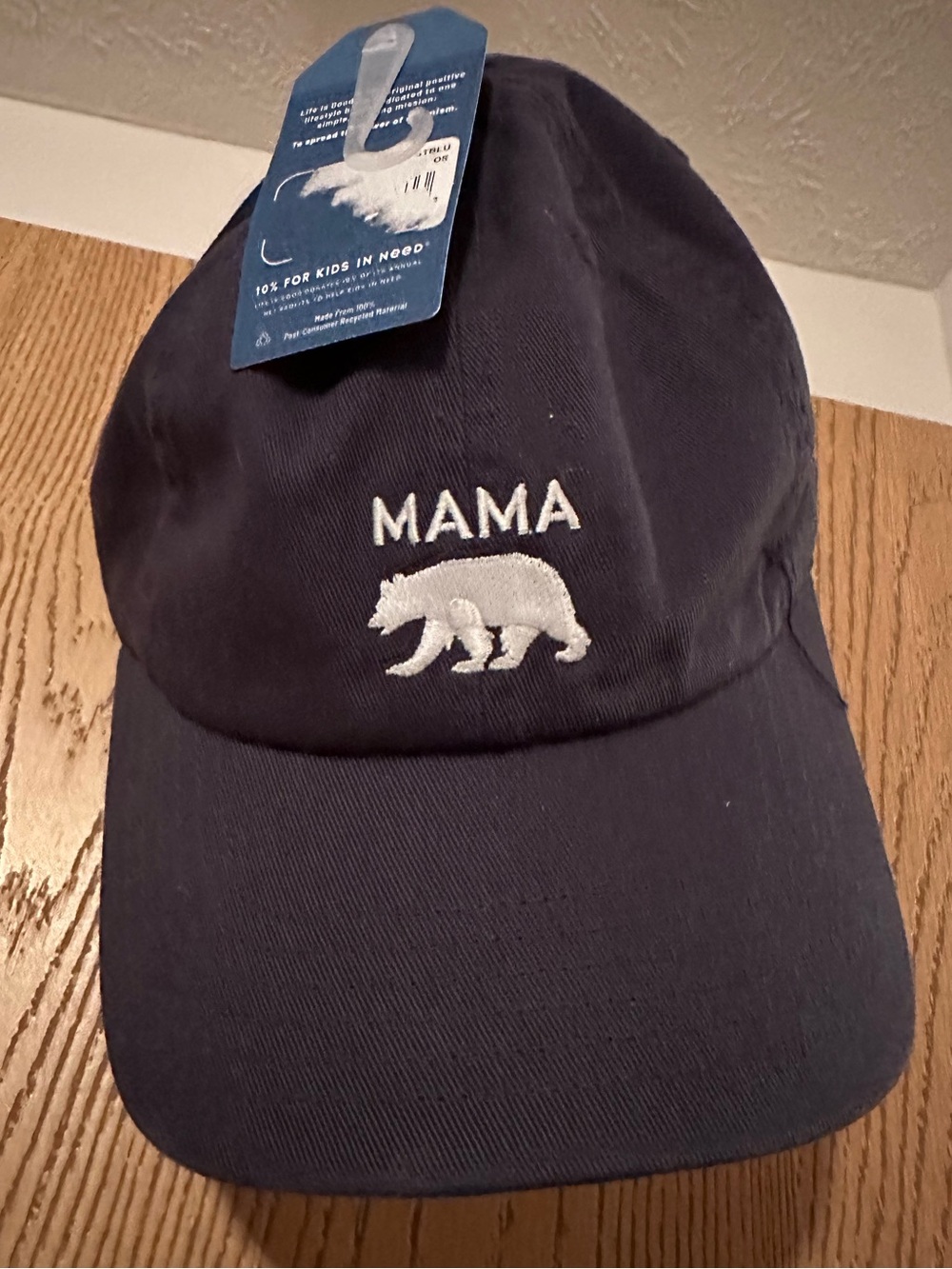 Mama Embroidered Bear Kids Cap - Navy